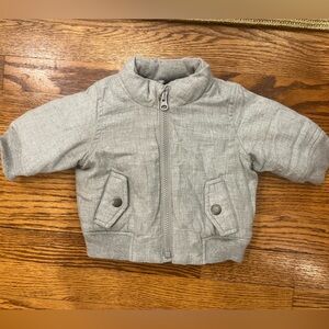 Baby GAP Gray Kids Jacket with Plaid Lining | Size 0-6M